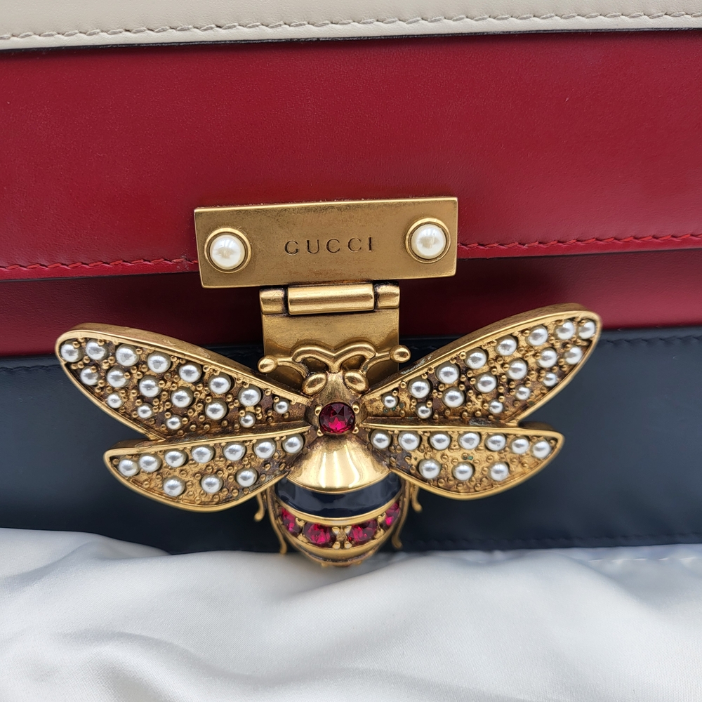Gucci Queen Margaret Bee Stripe Shoulder/Crossbody Bag w/ Wallet mini Bee... - Picture 15 of 16